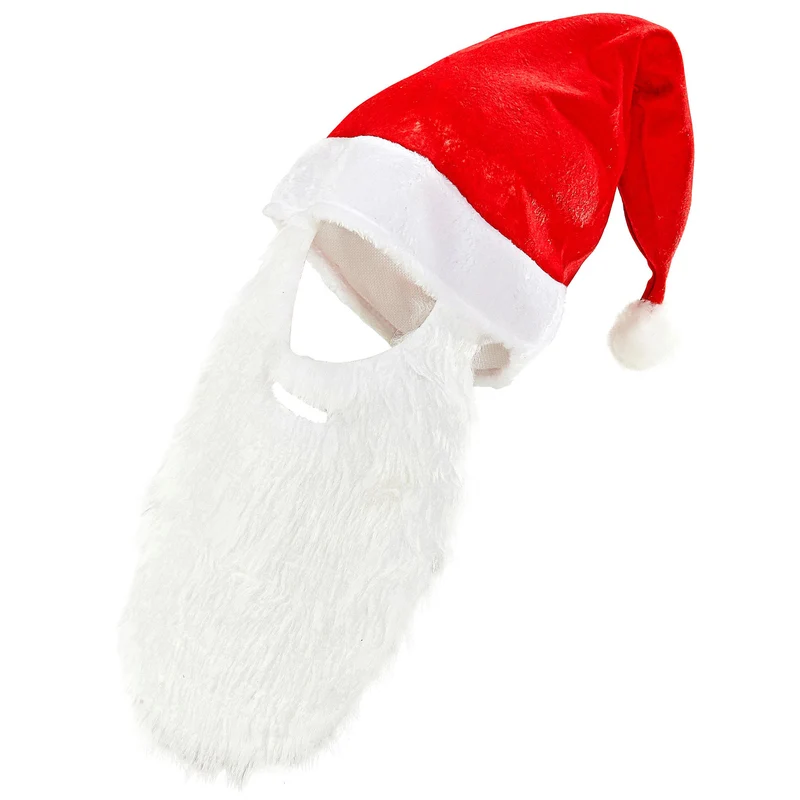 Weihnachtsmütze mit Plüsch-Bart
