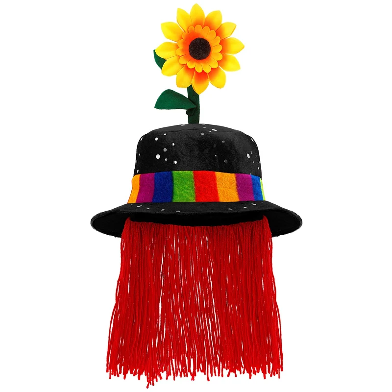 Verrückter Clownshut mit Haaren für Erwachsene
