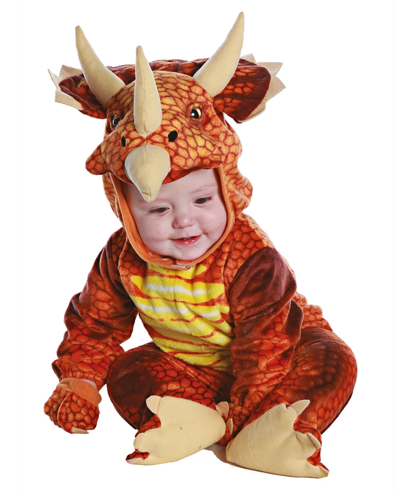 Dreihorn Dino Kleinkinderkostüm Rot
