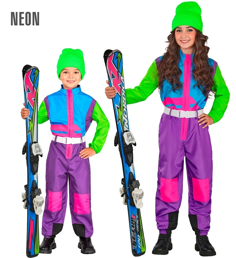 Skifahrer Kinderkostüm violett-hellblau
