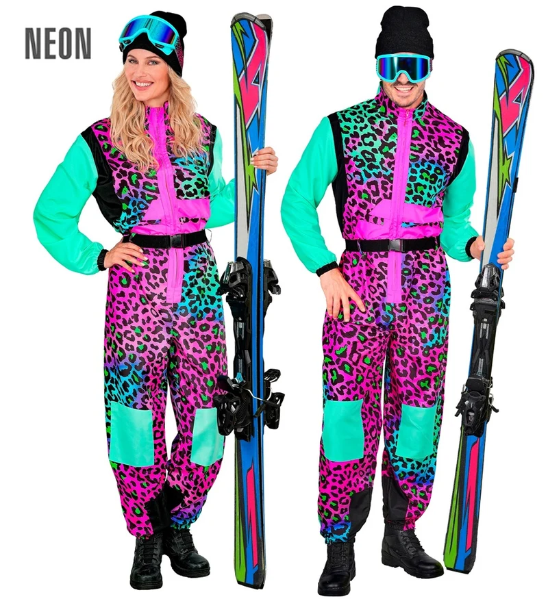 Skifahrer Unisex Kostüm Leopardenmuster