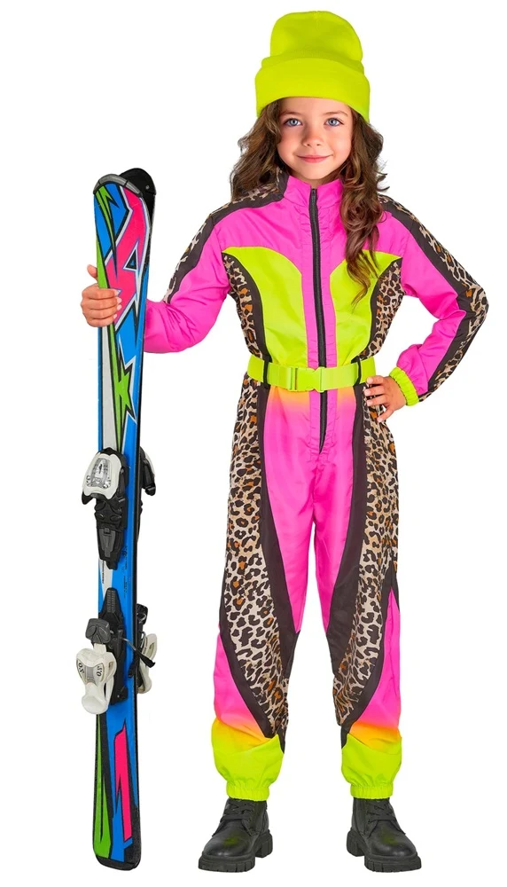 Skianzug für Kinder im Leopardenmuster pink-gelb