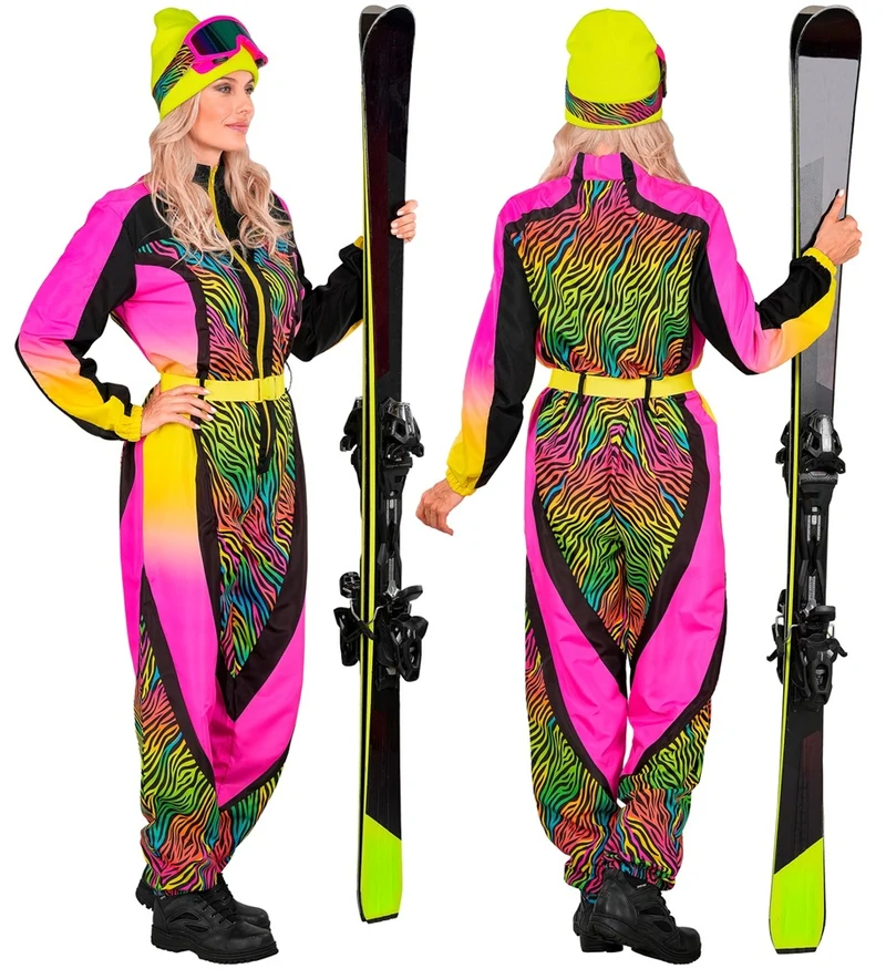 Skifahrerin/ Snowboarderin Zebramuster Damenkostüm