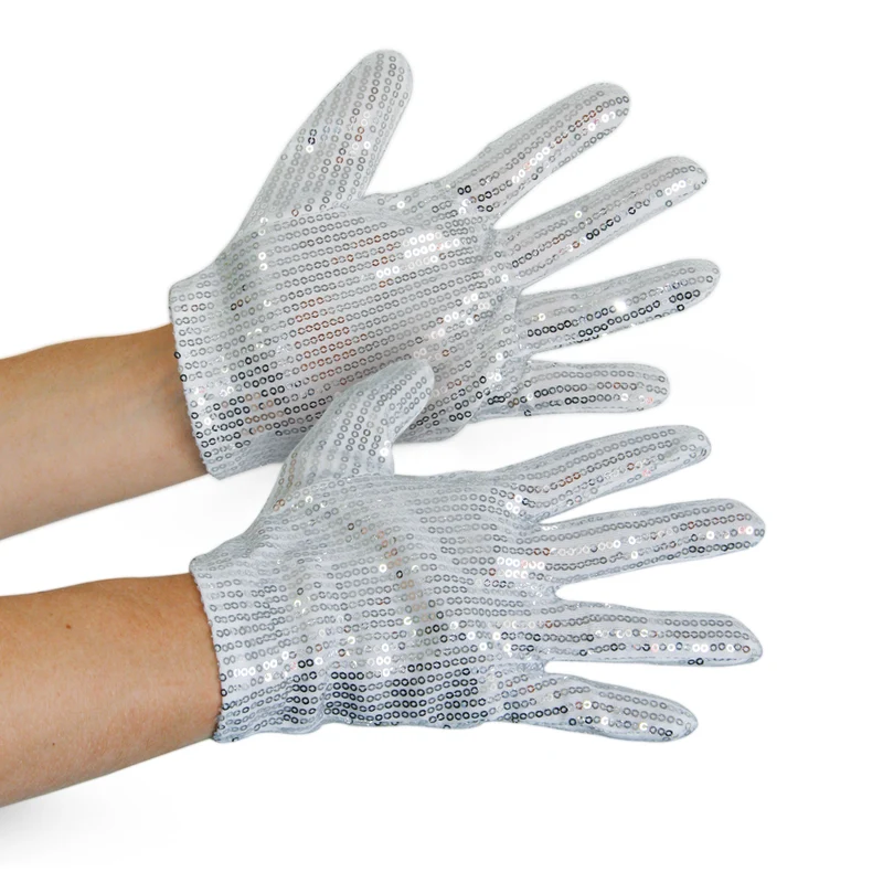 Pailletten Handschuhe Silber