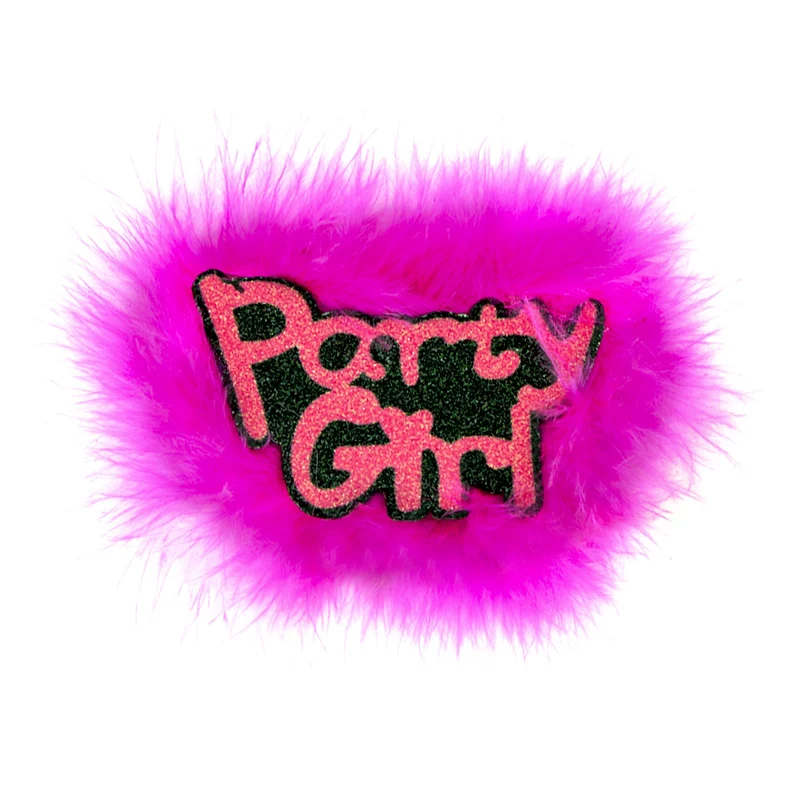 Pinker Party-Girl Puschel Anstecker