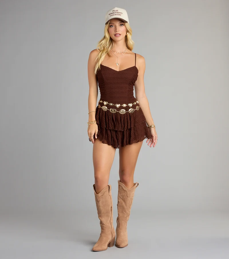 Flirty Flair Lace Ruffle Mini Dress