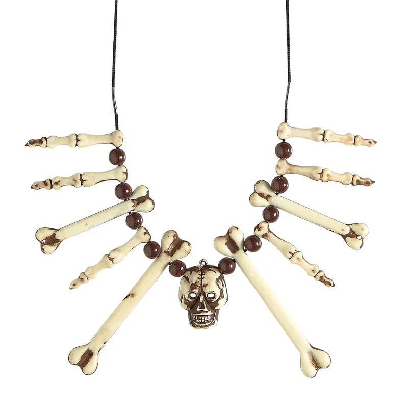 Totenkopf Halskette mit Knochen
