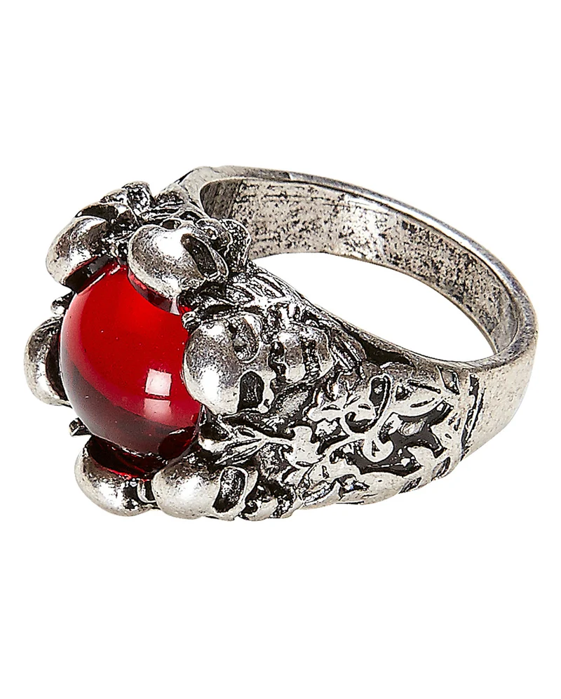 Gothic Ring mit Stein und Totenschädel