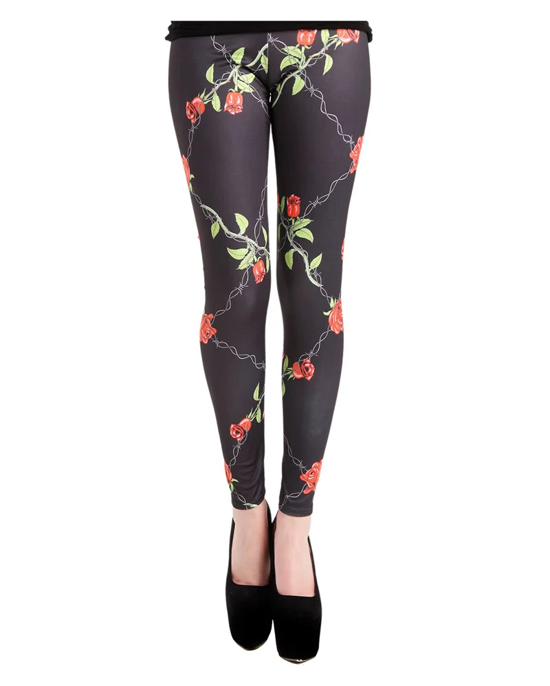 Leggings mit Rosen und Stacheldraht