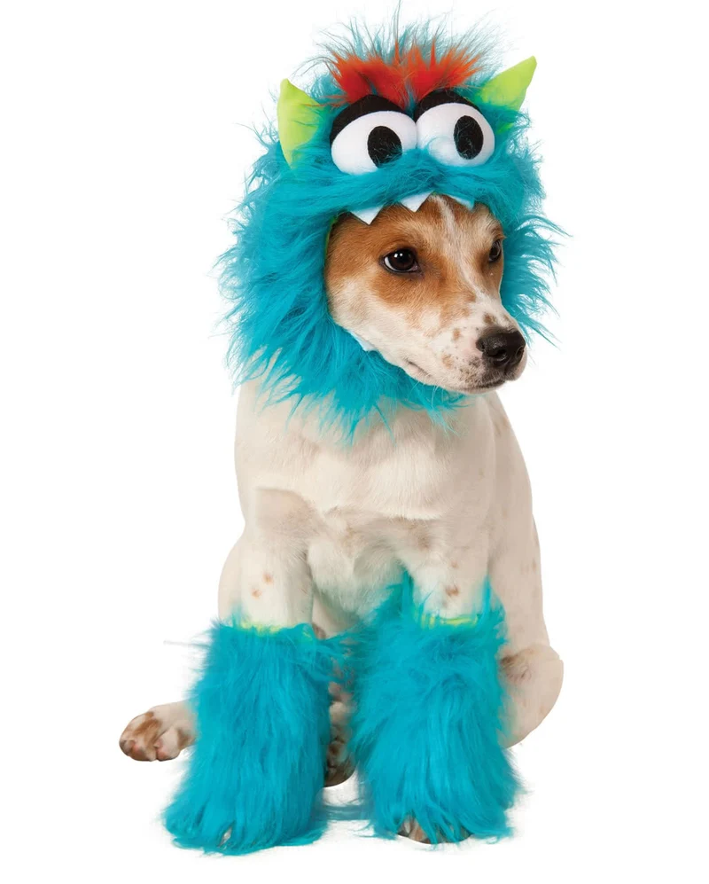 Plüsch Monster Hundekostüm blau