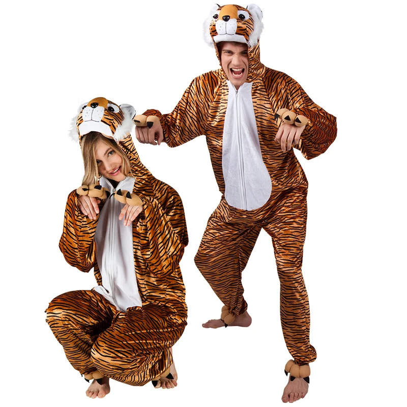 Tiger Plüsch Erwachsenenkostüm (max. 1.80 m)