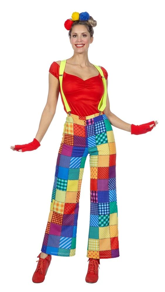 Clownshose Patchwork für Damen bunt