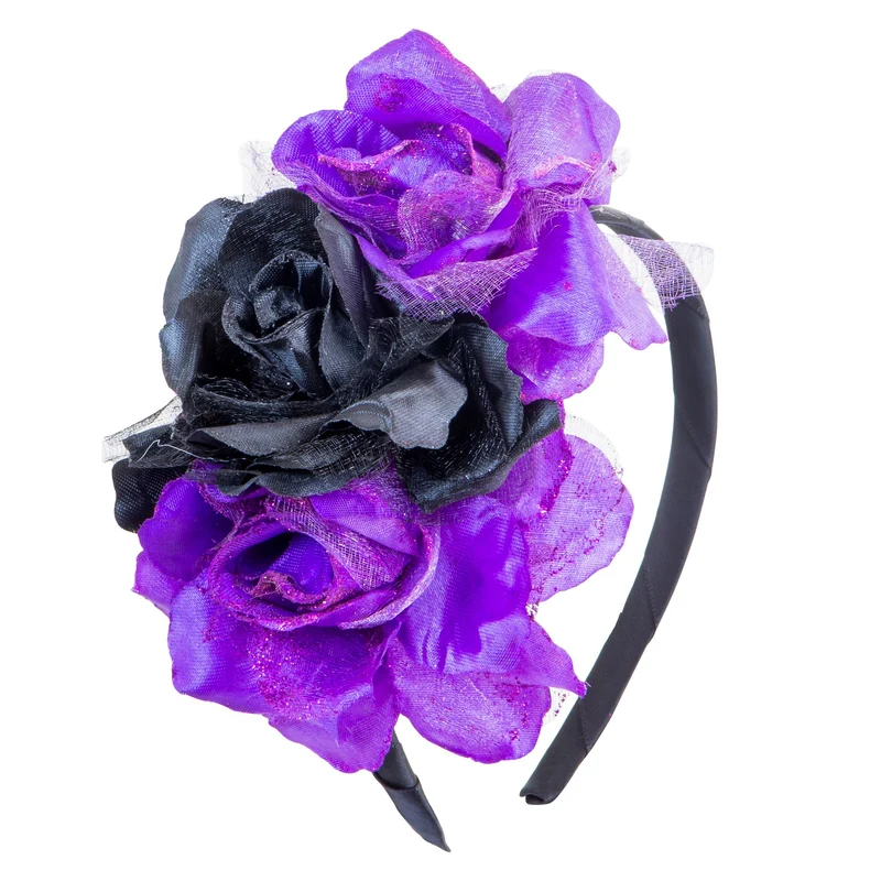 Rosy Haarreif mit Rosen Schwarz-Violett