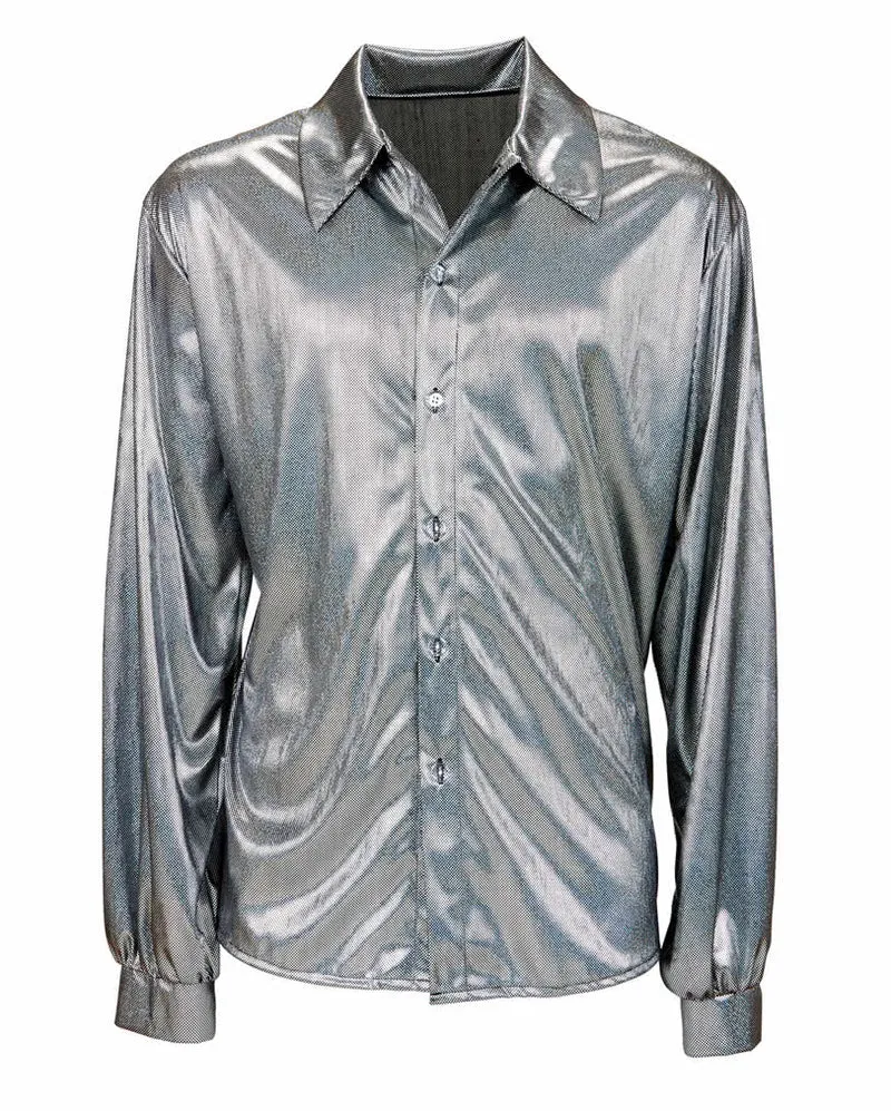 Glitzer Discohemd Silber