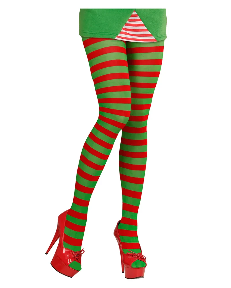 Weihnachtself Strumpfhose grün/rot
