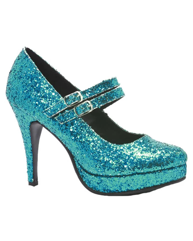 Glitter Mary Janes Pumps blau
