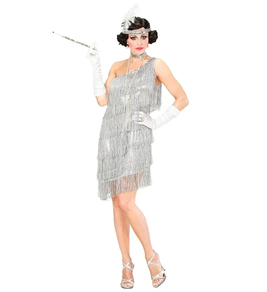 Silbernes Charleston Golden Twenties Kleid