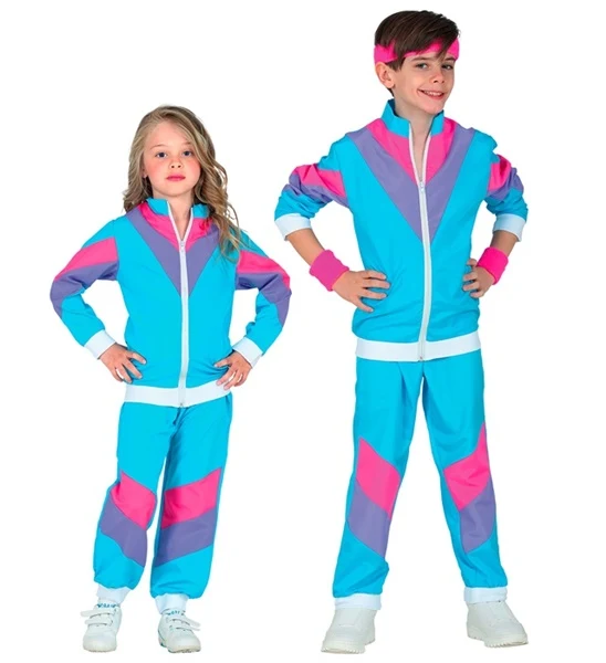 80er Jahre Jogginganzug für Kinder blau